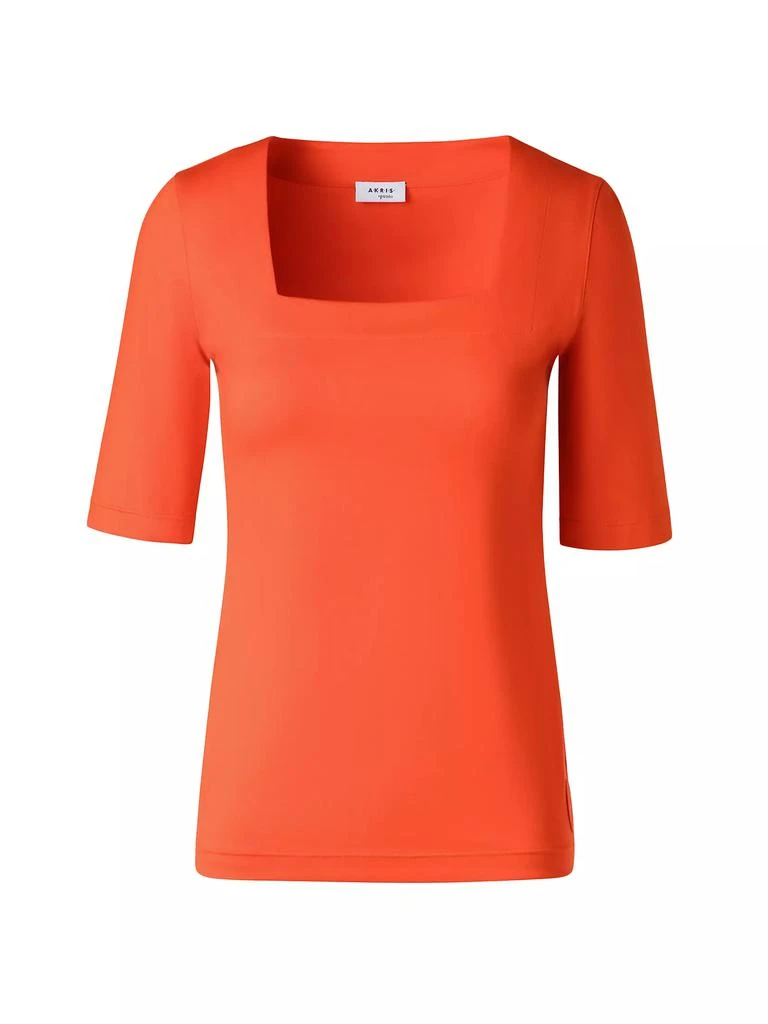 Akris Stretch-Jersey Square-Neck T-Shirt 1