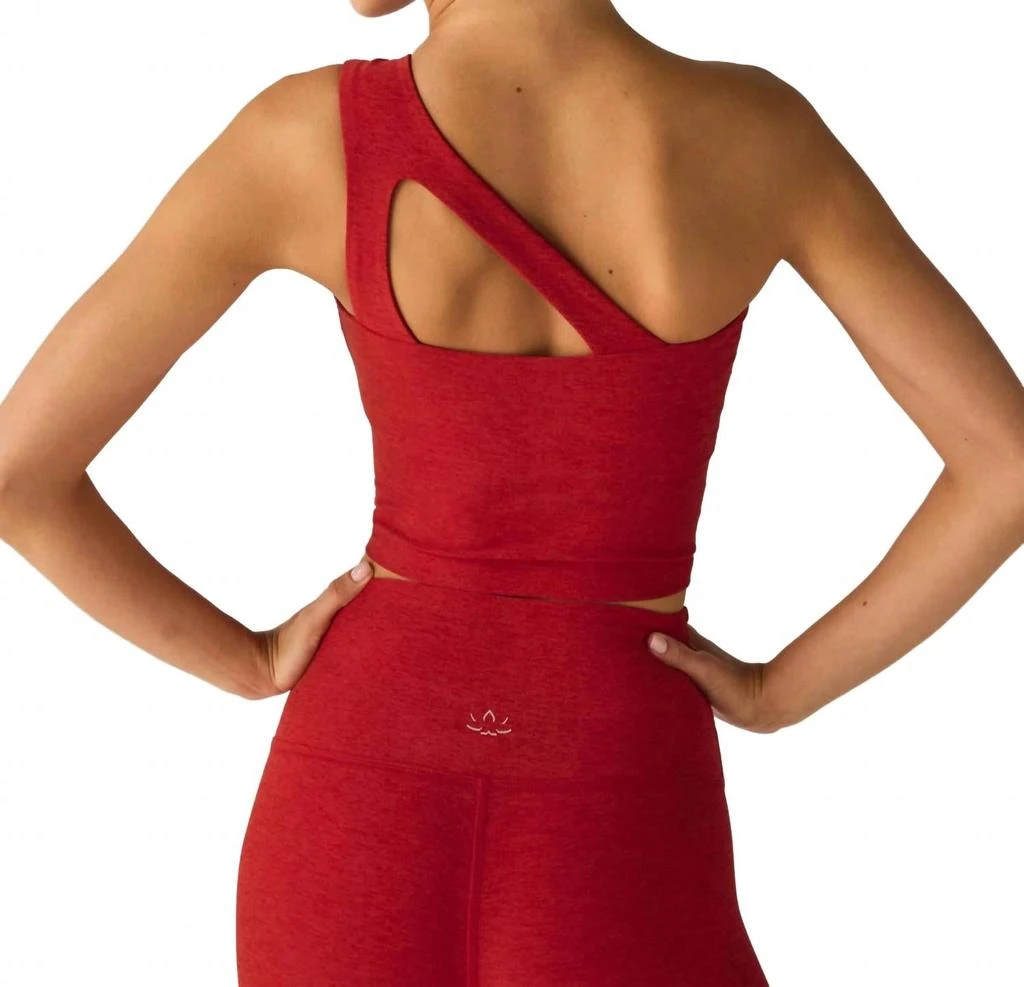 Beyond yoga Spacedye The Bold Shoulder Cropped Tank Top In Ruby Red 2