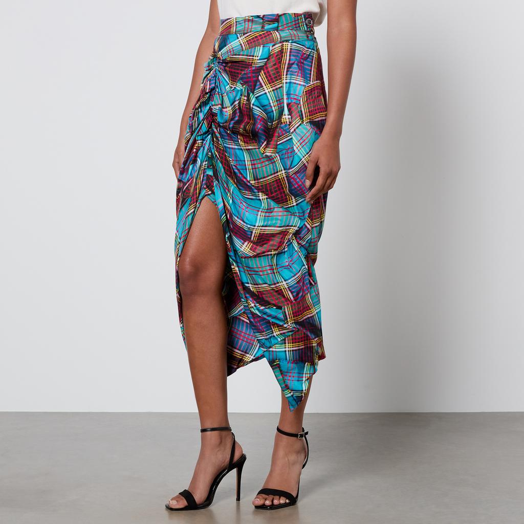 Vivienne Westwood Panther tartan gathered midi skirt