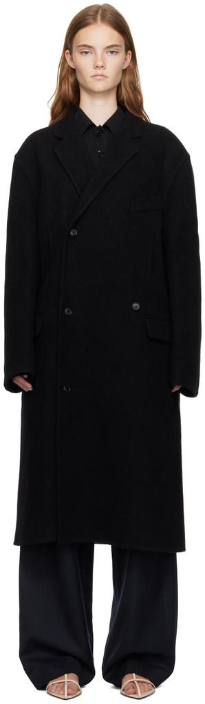 Recto Black Handmade Wool Coat