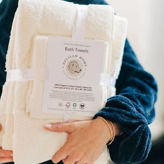 DELILAH HOME Organic Cotton Towels, Set of 3 8