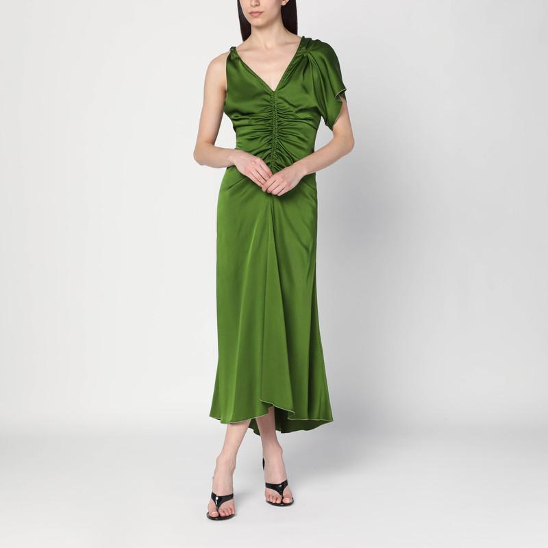 Victoria Beckham Asymmetrical draped seaweed green dress