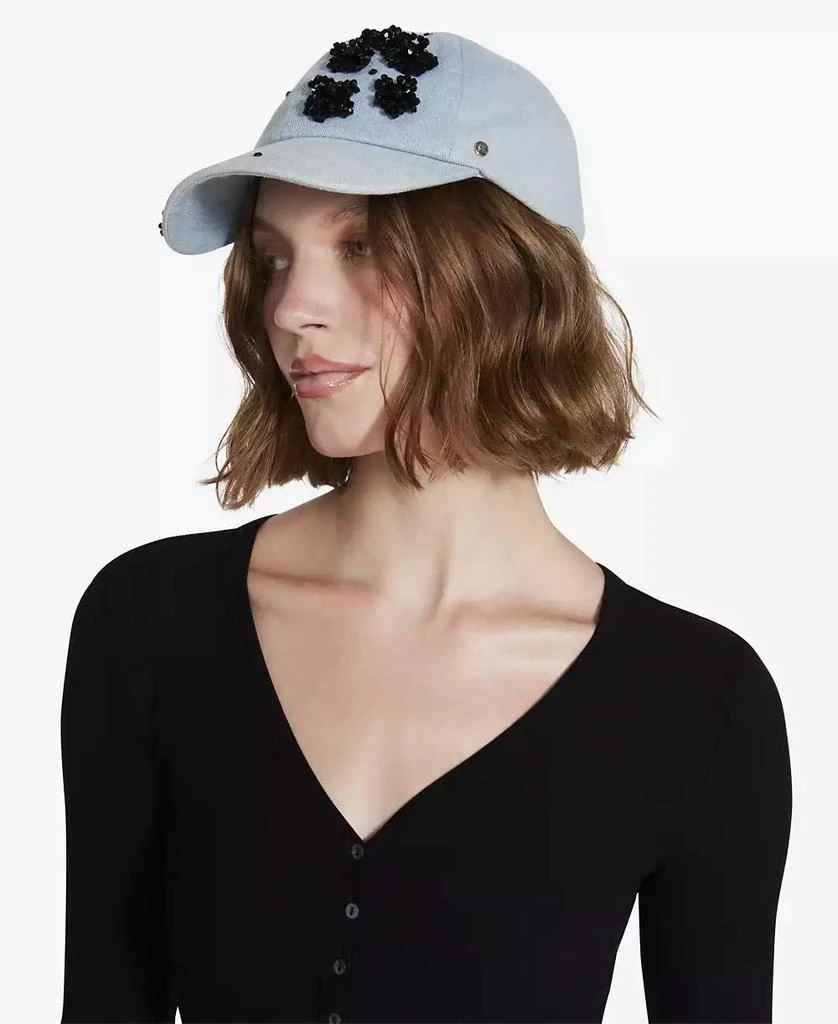 Steve Madden Denim Floral Embellishment Baseball Hat 3