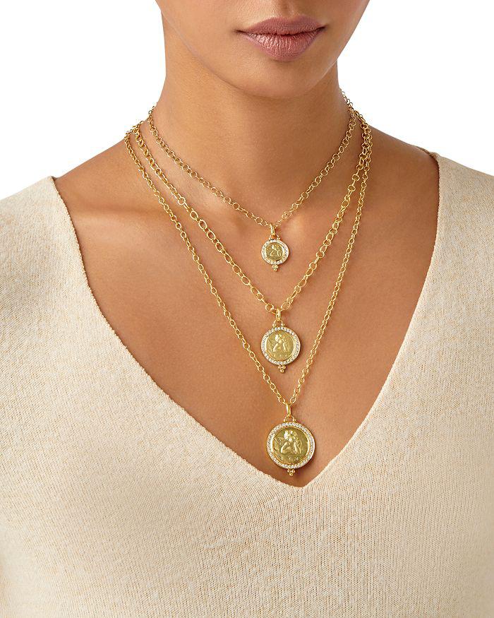 Temple St. Clair 18K Gold 10mm Angel Pendant with Diamond Pavé