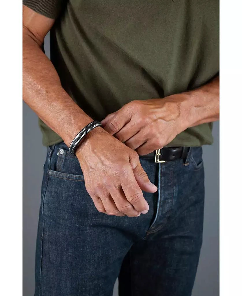 TRAFALGAR Loose Fit Esteban Black and Silver Braided Bracelet 4