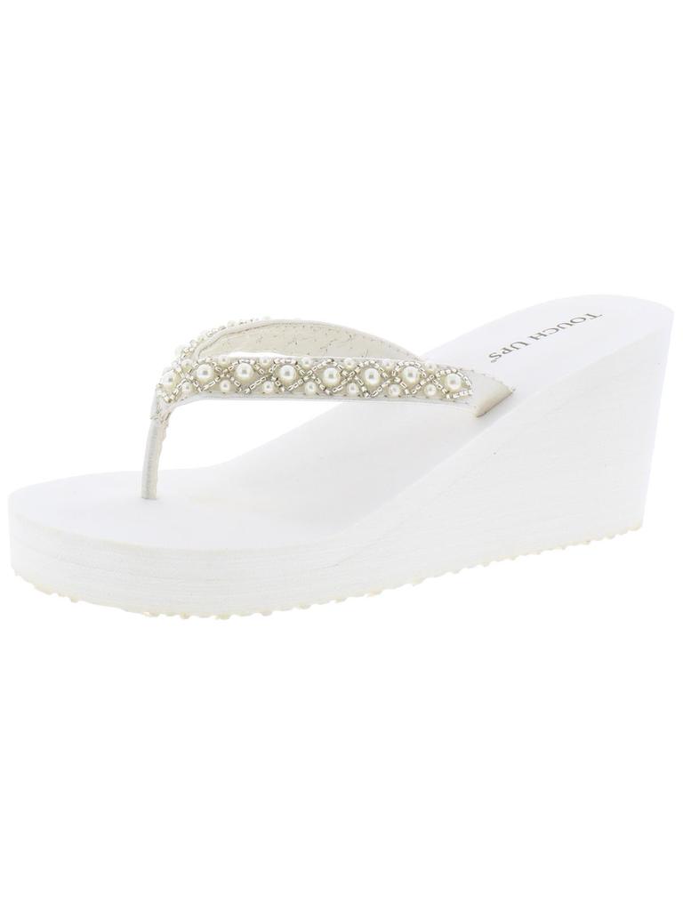 Touch Ups Shelly Womens Embellished Slip On Wedge Sandals