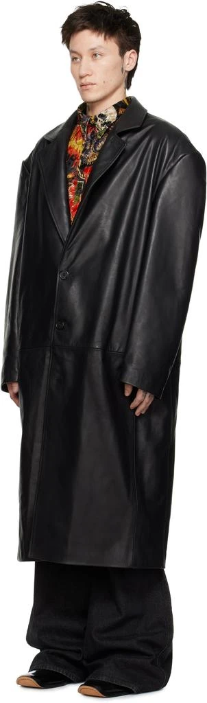 LU'U DAN Black Crombie Leather Coat 4