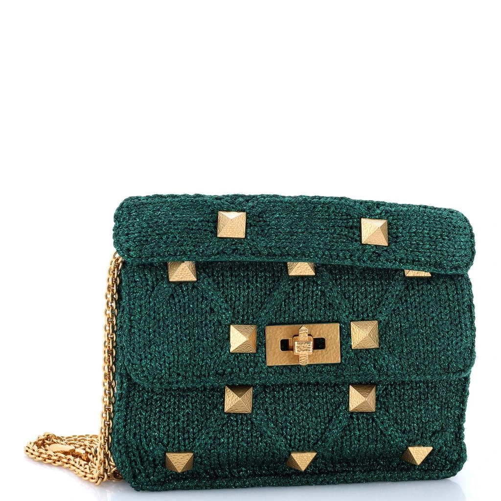 Valentino Roman Stud Flap Bag Quilted Knit Large 2