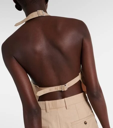 WARDROBE.NYC Halterneck cotton-blend drill top 5