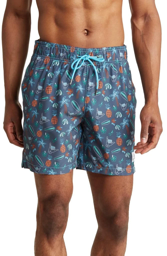 BEACH BROS Tropical Chalk Swim Trunks 1