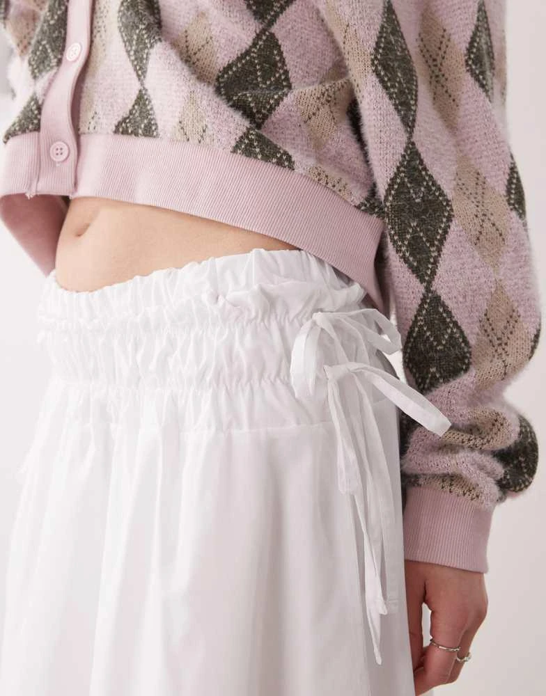 Reclaimed Vintage Reclaimed Vintage western cowgirl midi skirt with lace hem in white 4