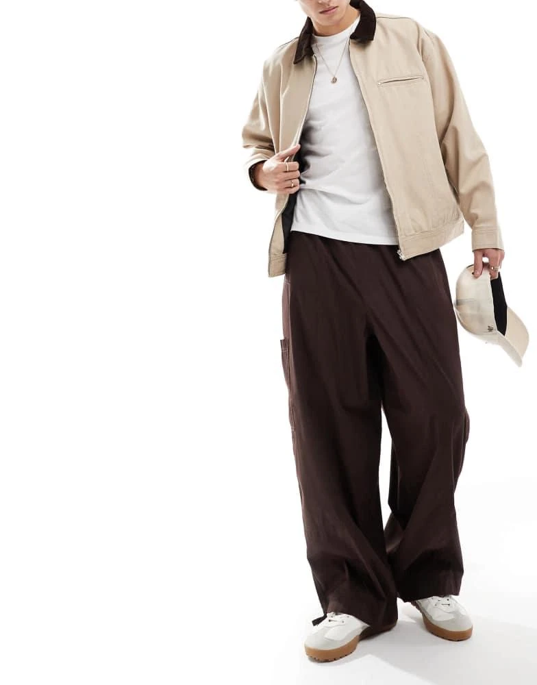 ASOS ASOS DESIGN super baggy cargo trousers with panel detailing in brown 1
