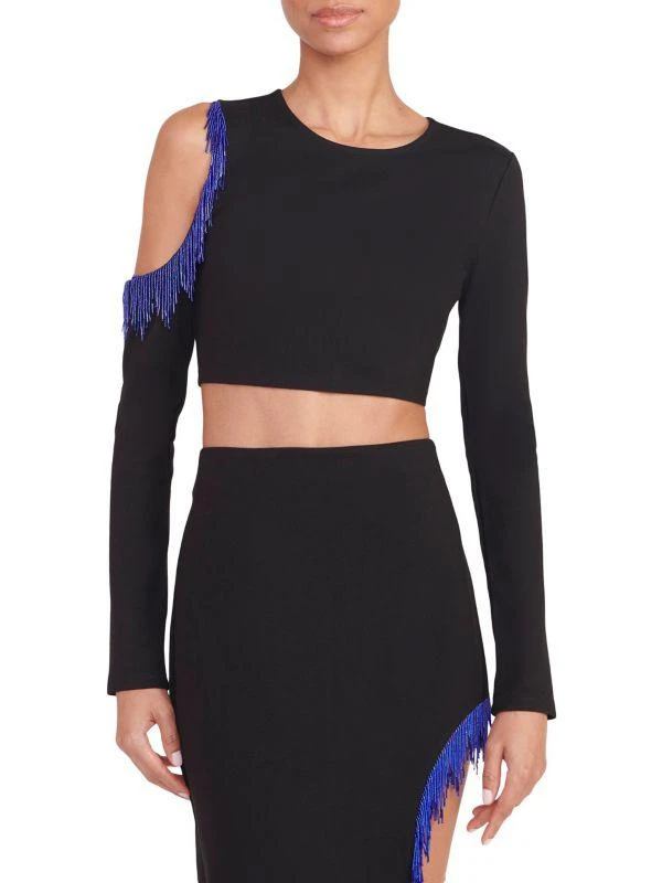 Staud Ellen Beaded Cut-Out Crop Top 1