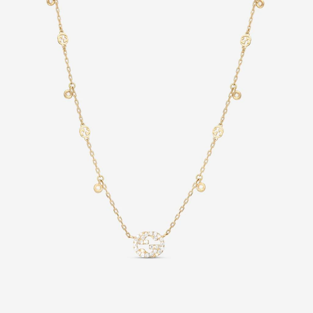 Gucci Gucci GG Interlocking 18K Yellow Gold Diamond Pendant Necklace YBB72940200200U-copy