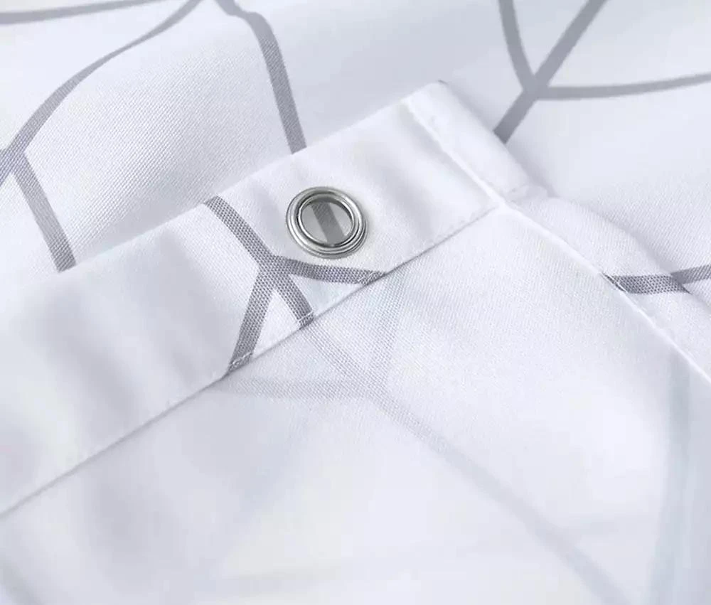 Kate Aurora Modern Simplicity Medium Weight 
White Water Resistant Fabric Shower Curtain 3