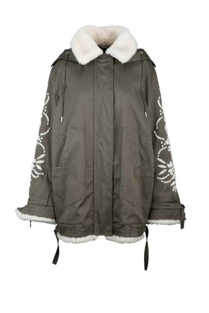 ERMANNO Canvas Parka Wool Embroidery - Green