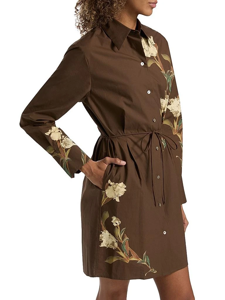 vince brown floral dress Women's Placed Iris Cotton Button-Front Shirt, Dark Bark, Size M main image 0