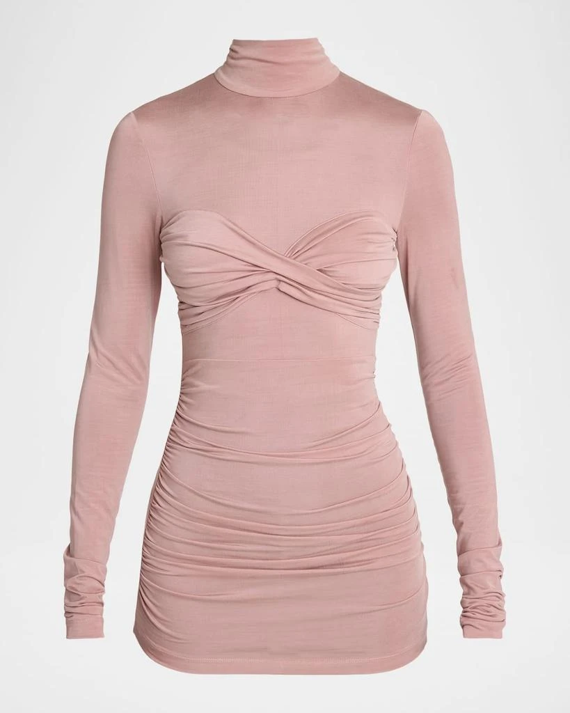 Balmain Gathered Long-Sleeve Turtleneck Top 1