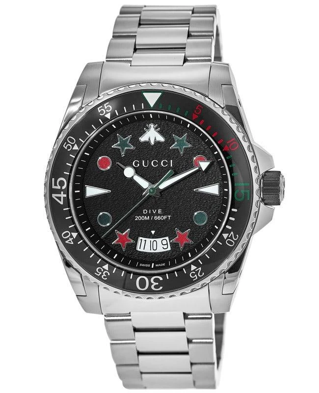 Gucci Gucci Dive 45mm Textured Black Dial Steel Men's Watch YA136221 1