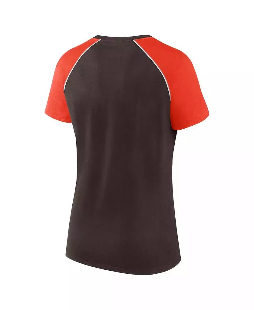 Fanatics Women's Brown/Orange Cleveland Browns Glittered Primary Raglan T-Shirt 3