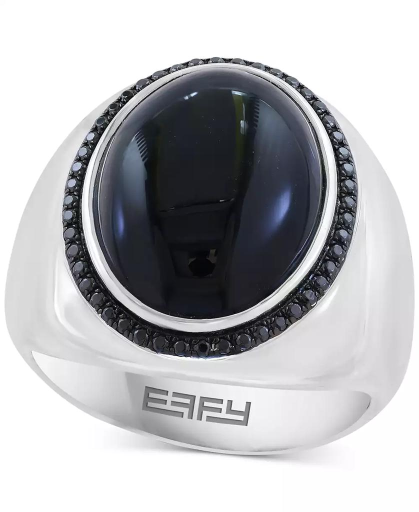 Effy EFFY® Men's Onyx (17 x 12-1/2mm) & Black Spinel (1/4 ct. t.w.) Oval Statement Ring in Sterling Silver