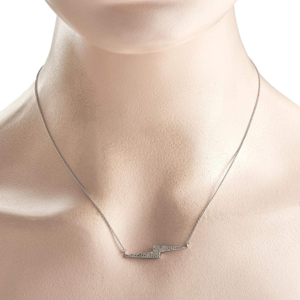Non Branded 14K White Gold 0.25ct Diamond Lightning Bolt Necklace PN15105