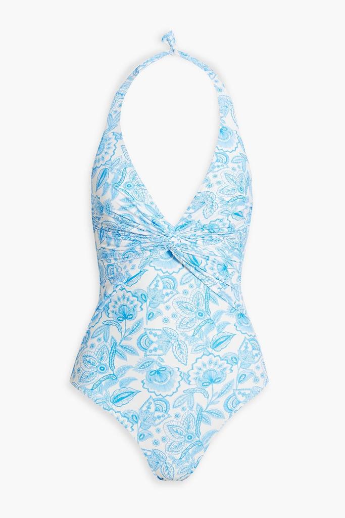 MELISSA ODABASH Zanzibar twisted printed halterneck swimsuit