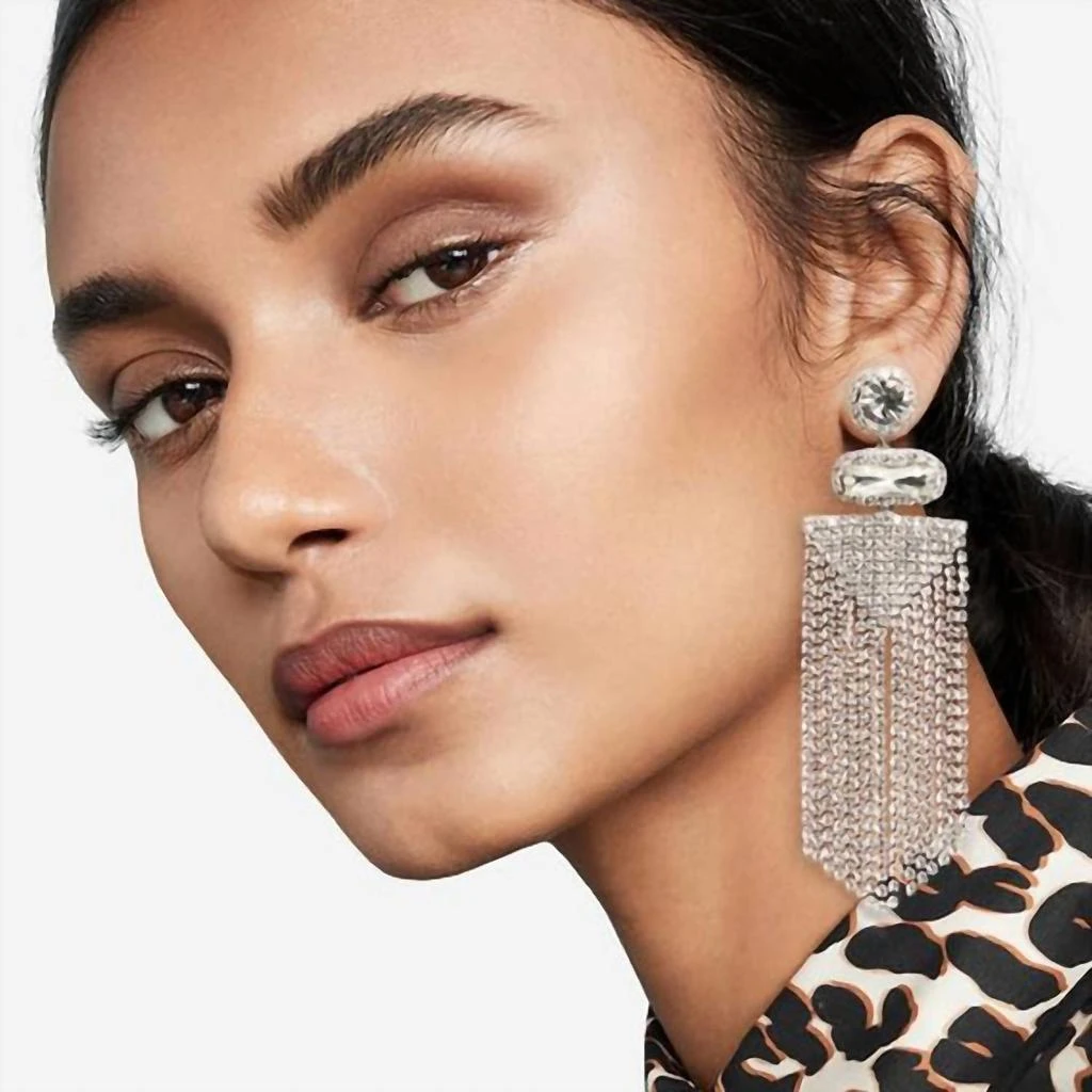 DEEPA GURNANI Anvi Chandelier Earrings In Silver/rhinestones 2