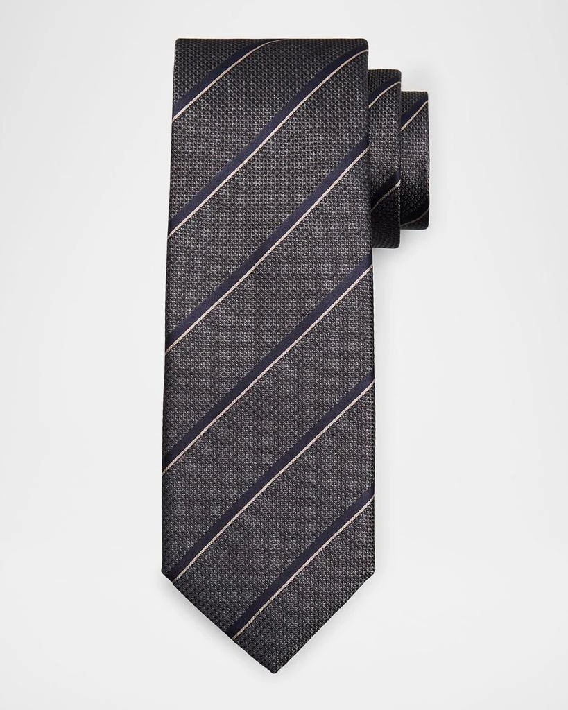 Canali Men's Textured Multi-Stripe Silk Jacquard Tie 1