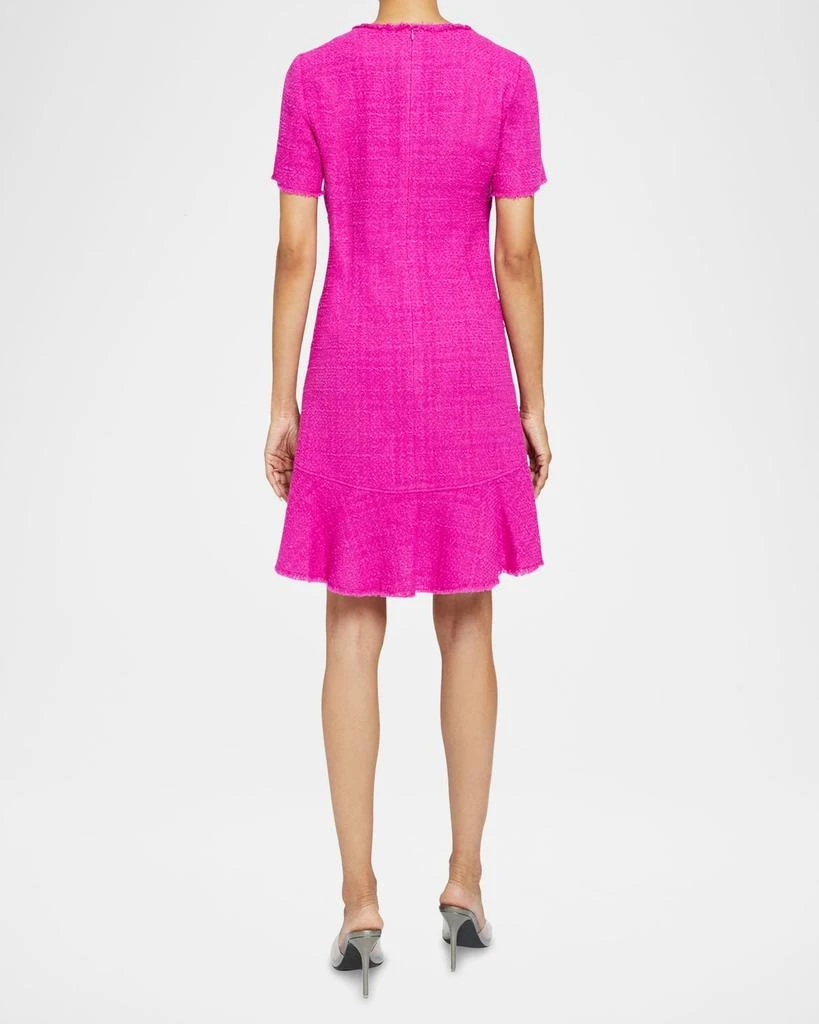 Santorelli Manta Fringe-Trim Ruffle Tweed Mini Dress 3