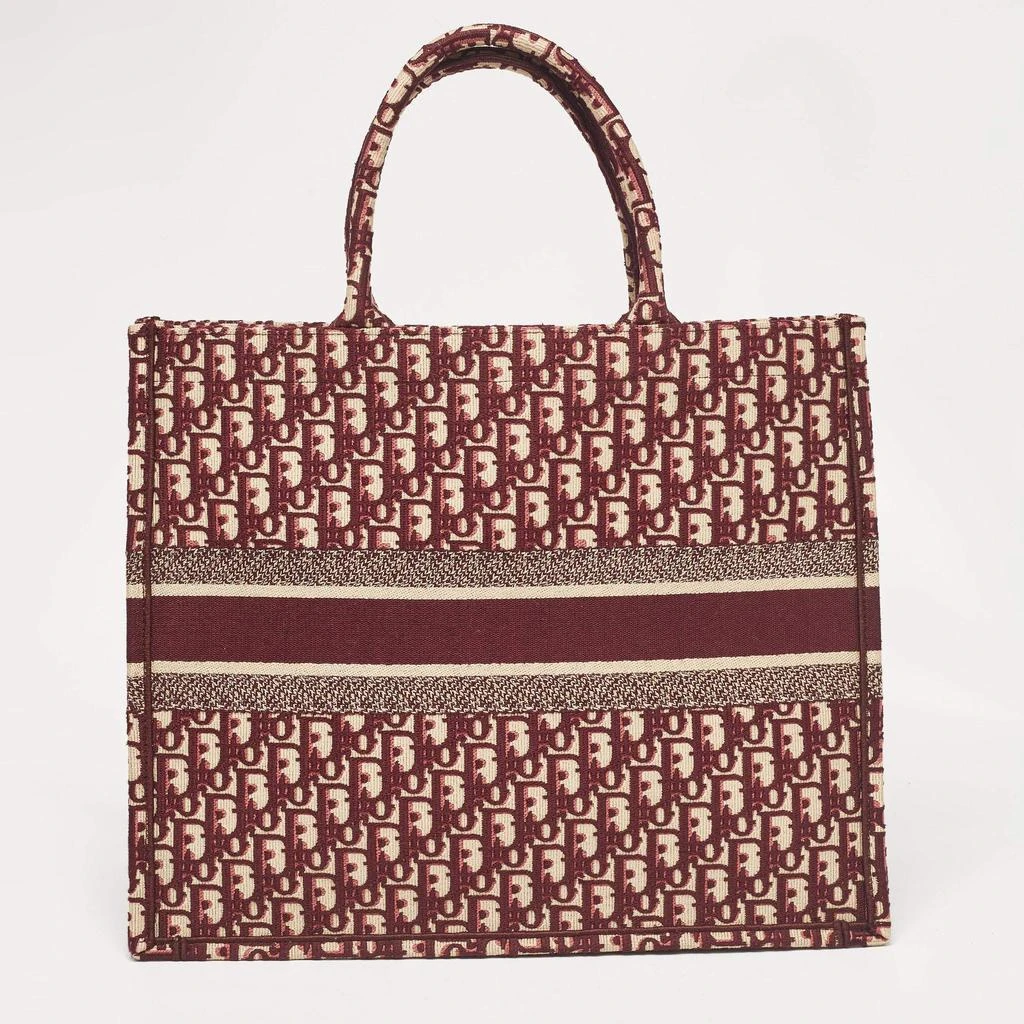 Dior Dior Burgundy Oblique Embroidered Canvas Large Book Tote 4