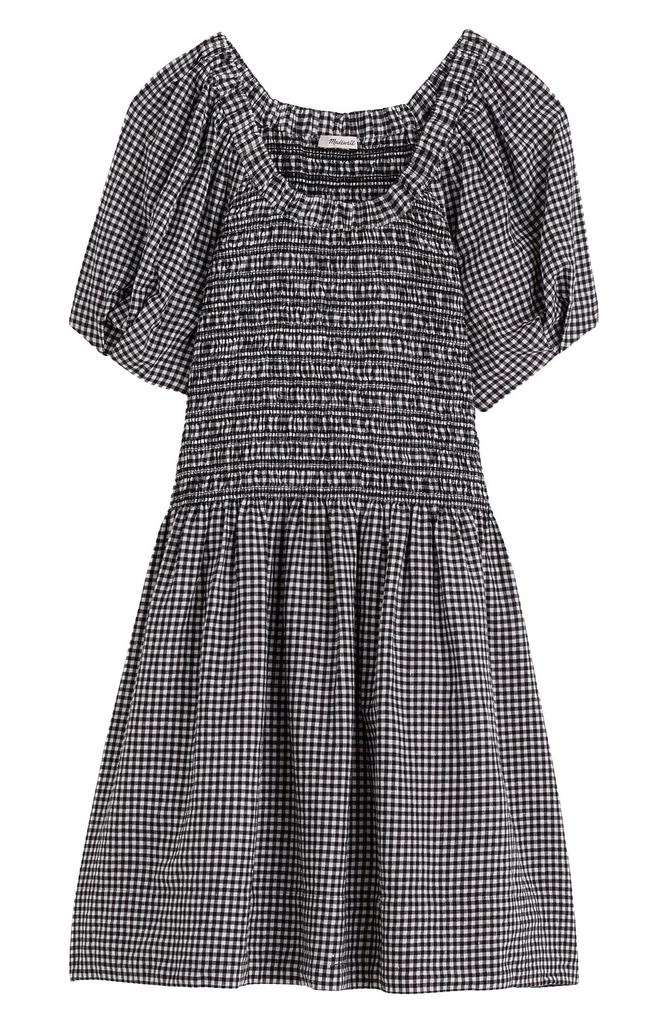 Madewell Gingham Smocked Linen Blend Mini Sundress 4