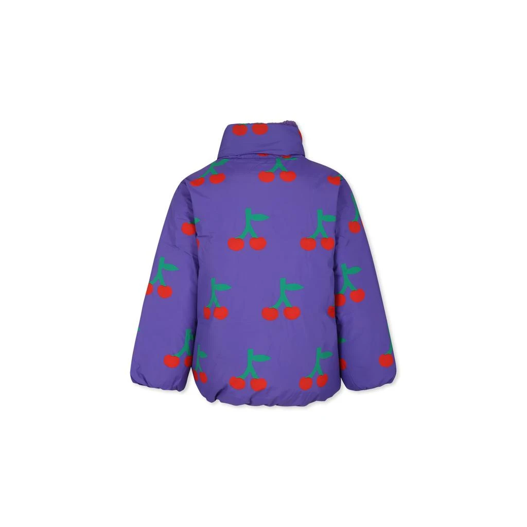 BOBO CHOSES Purple Down Jacket For Girl With Cherry Print 2