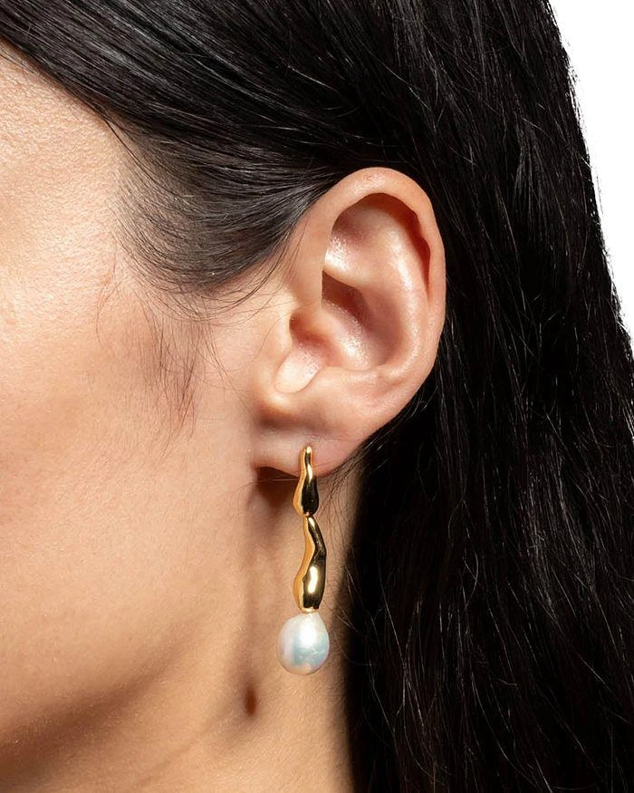 Alexis Bittar Perla 14K Gold Plate & Cultured Freshwater Pearl Drippy Drop Earrings, 1.75"L 2