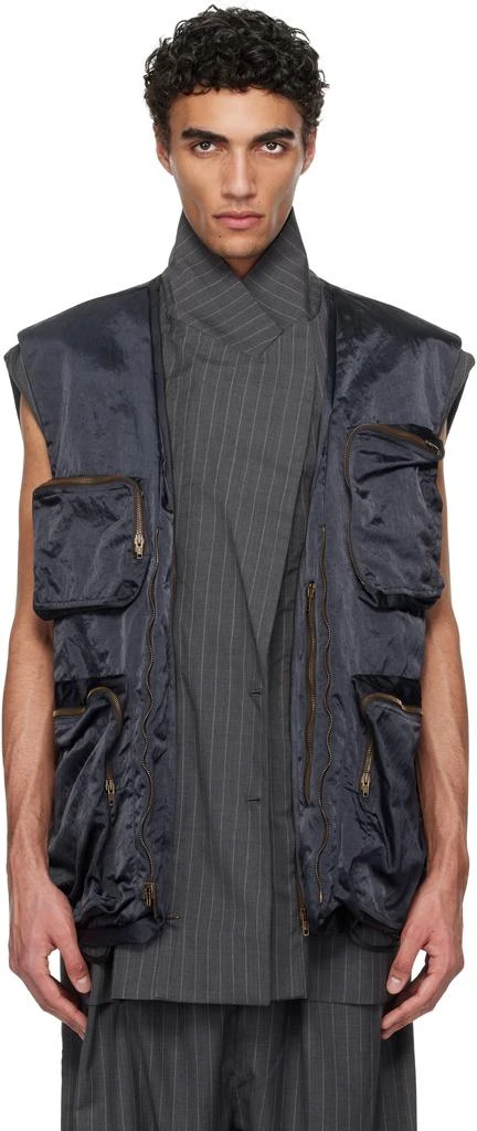 Hed Mayner Gray Pinstripe Vest Set 1