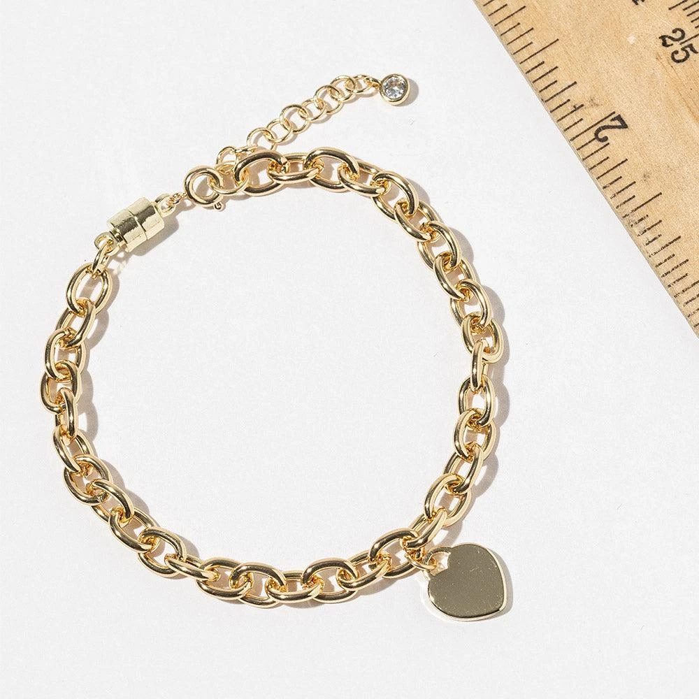 FASHNZFAB Gold Dipped Heart Charm Chain Link Magnetic Bracelet 4