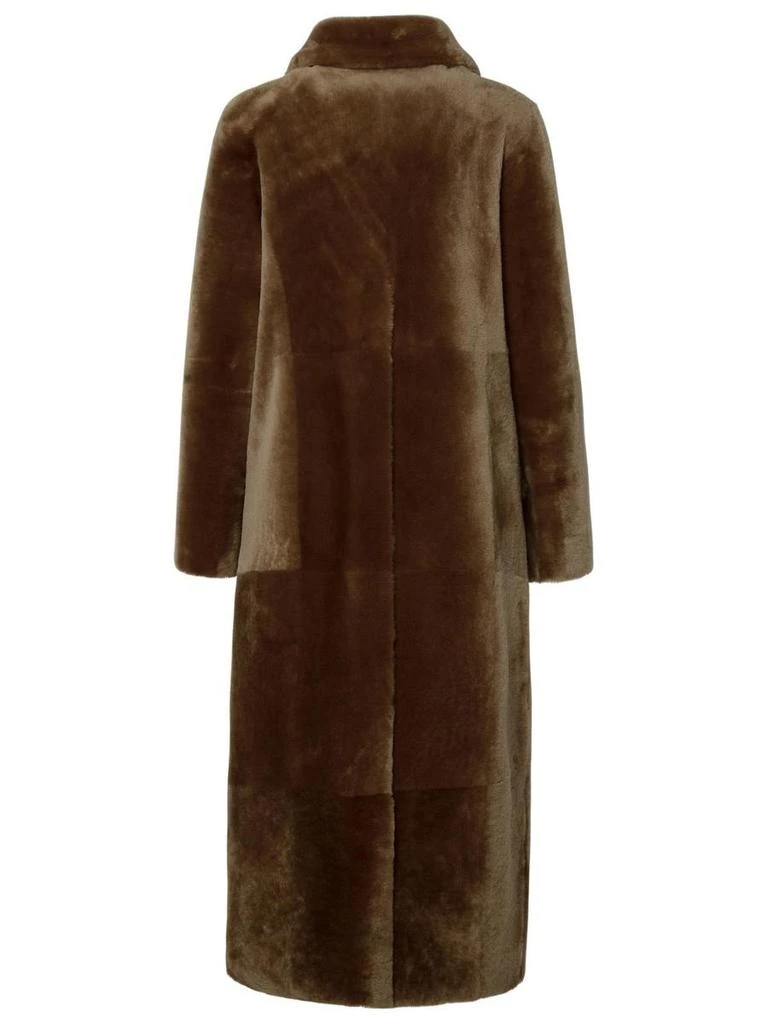 BLANCHA Blancha Long Brown Leather Fur Coat 3