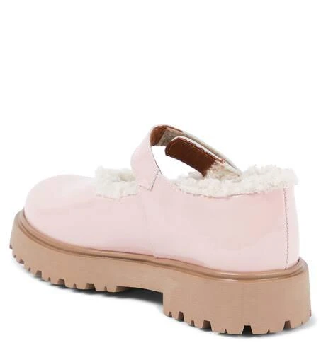 PEPE Faux shearling-trimmed patent leather ballet flats 3