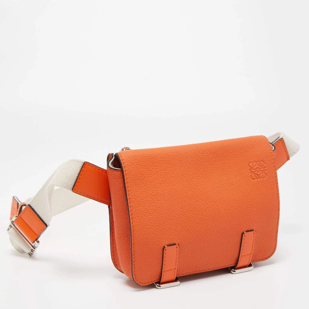 Loewe Loewe Orange/Beige Grained Leather Military Belt Bag   4