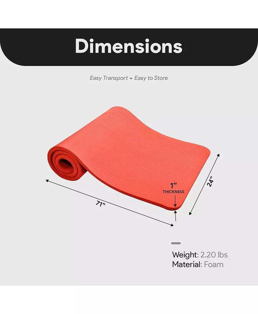 BalanceFrom Fitness GoCloud 1" Extra Thick Exercise Mat w/Carrying Strap, Red 5