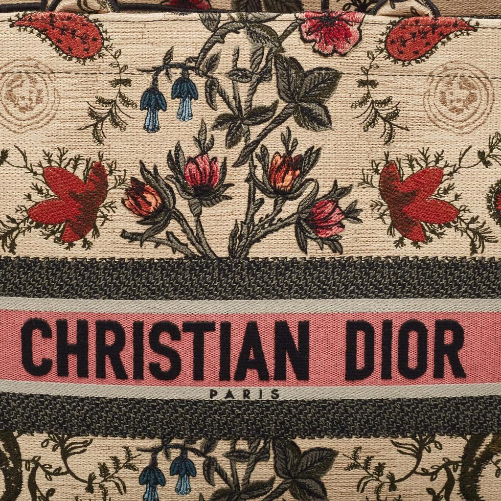 Dior Dior Multicolor Floral Embroidered Canvas Large Book Tote 5