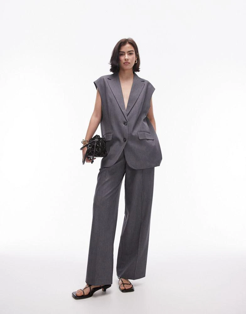 Topshop Topshop co-ord cut off sleeve oversized blazer in grey 1