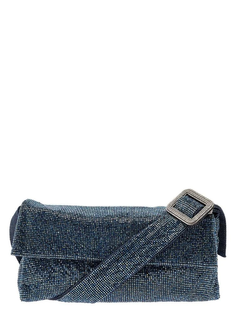 BENEDETTA BRUZZICHES 'Vitty La Grande' Blue Shoulder Bag With Gem Embellishment In Rhinestone Mesh Woman 1