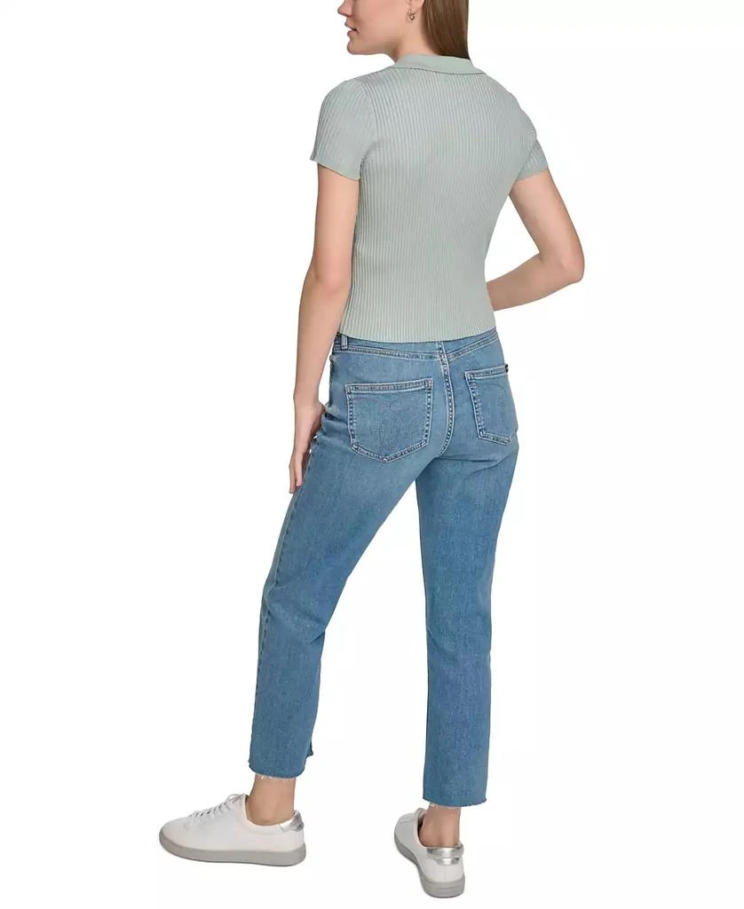 Calvin Klein Women's Ribbed Short-Sleeve Polo Shirt 2