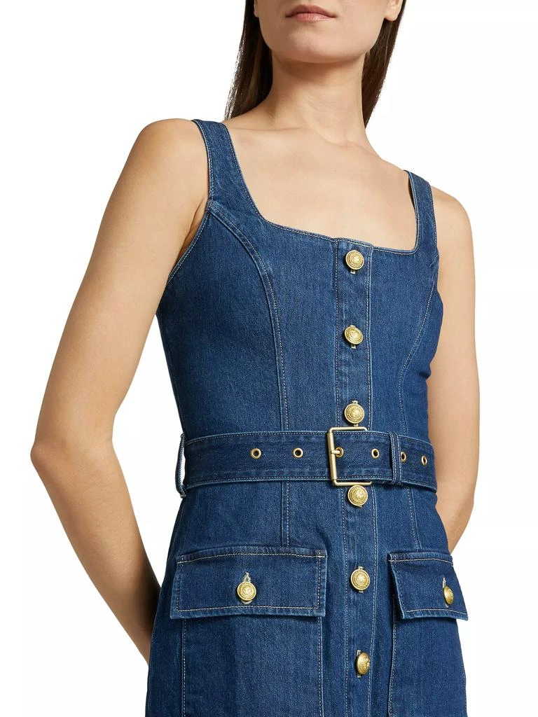 L'Agence Idy Denim Button-Front Midi-Dress 6