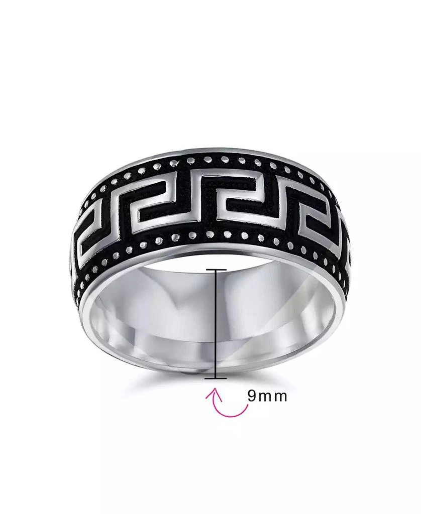 Bling Jewelry Two-Tone Black 
Silver Greek Key Design Promise Band Ring Sterling Silver 9MM 5