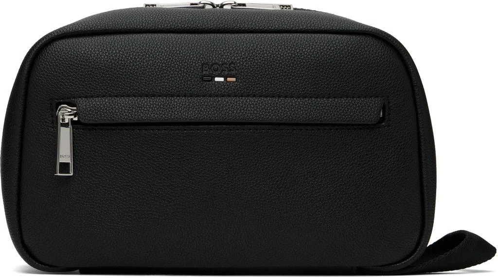 Hugo Boss Black Pebble-Grained Faux-Leather Wash Bag 1