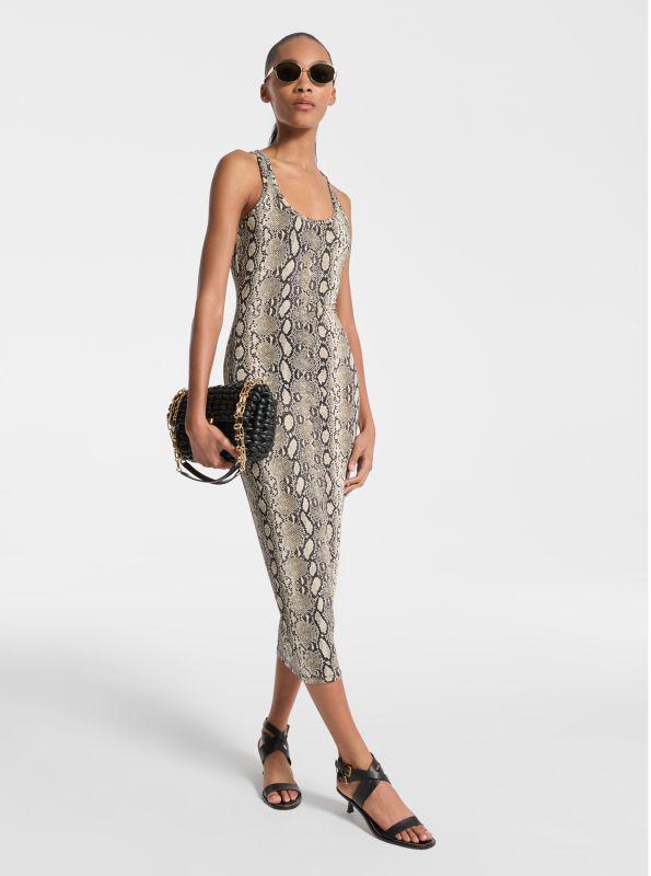 undefined Snake Print Stretch Jersey Racerback Dress