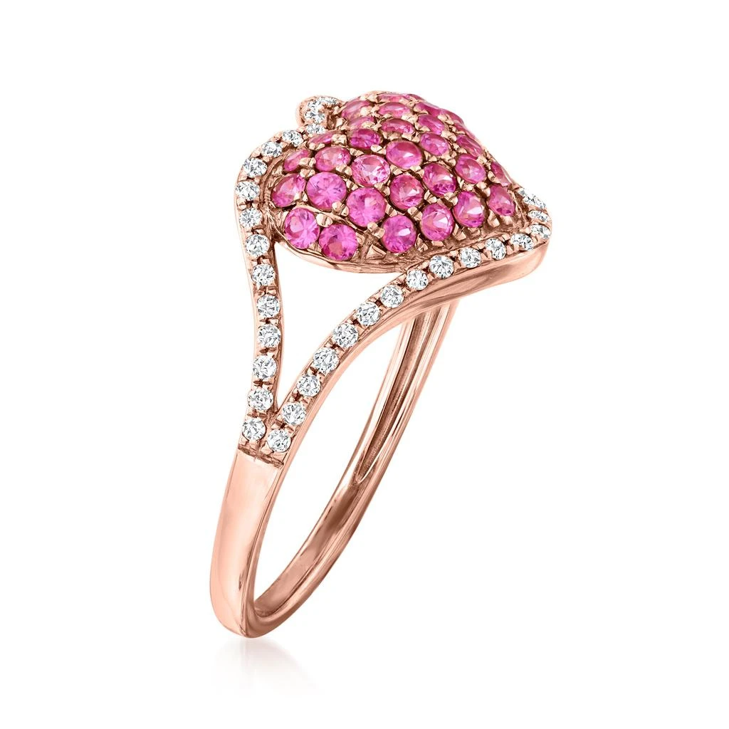 Ross-Simons Ross-Simons Pink Sapphire and . Diamond Heart Ring in 14kt Rose Gold 3