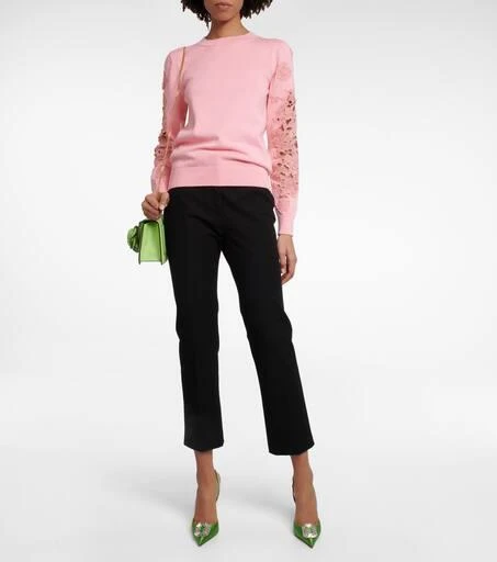 Oscar de la Renta Appliquéd cotton sweater 2